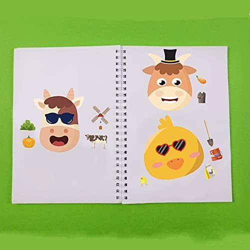 24 Sheets Farm Animal Face Sticker Sheets for Kids