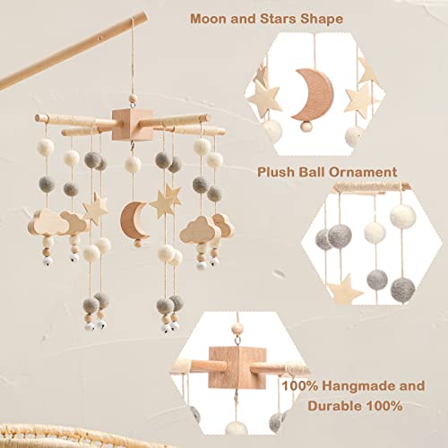 Baby Mobile for Crib Star Moon Boho Decor