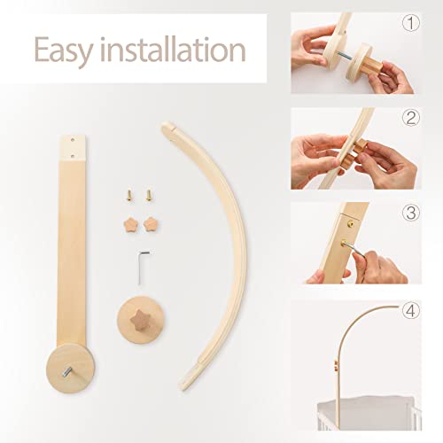 Wooden Crib Mobile Arm with Curved Design