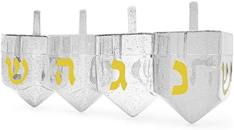 Dreidel Company Hanukkah Fillable Clear Dreidels 4-Pack
