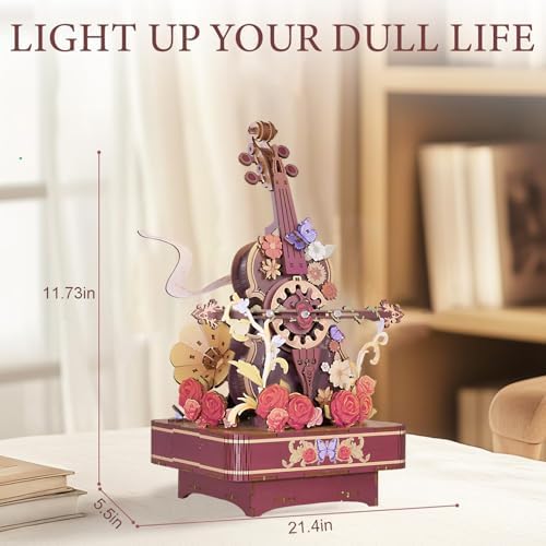 Wooden Cello 3D Puzzle with Music Lights