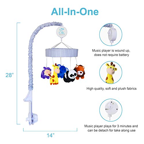 CK WORKS Baby Crib Mobile with Animal Friends