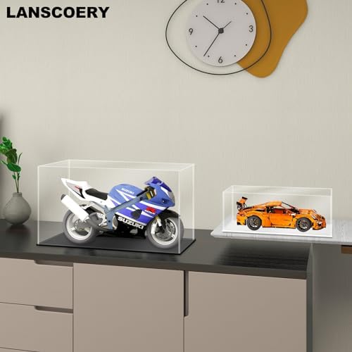 LANSCOERY Acrylic Display Case for Collectibles 10x6x6 Inch Black Base