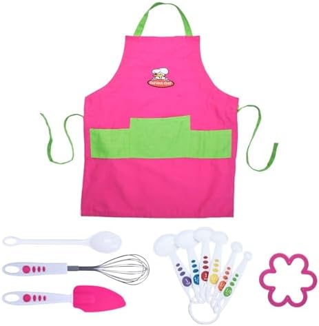 Curious Chef Childrens 11 Piece Pink Green Chef Kit