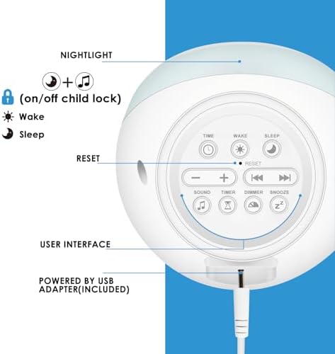 Kids Alarm Clock with Sound Machine and Night Light