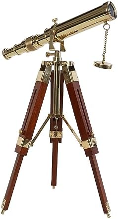 Vintage Brass Telescope with Wooden Tripod Stand
