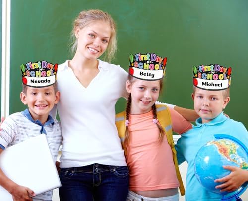 First Day of School Paper Crown Headbands 24pcs Adjustable Kids Party Hats