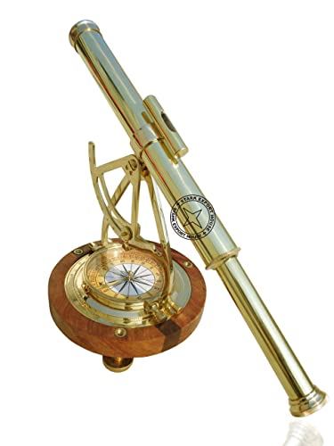 Handmade Brass Alidate Chrome Telescope with Compass Decor