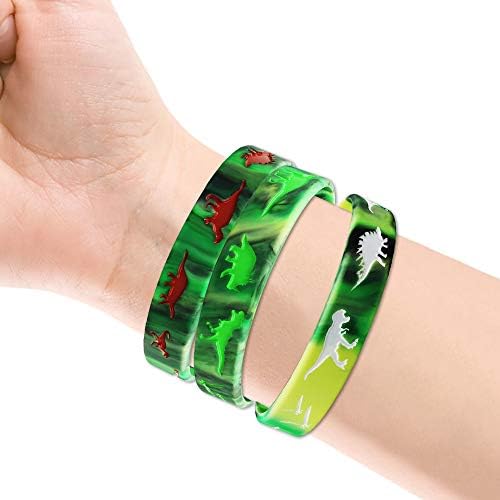 30 Pack Dinosaur Silicone Wristbands for Kids Party Favors
