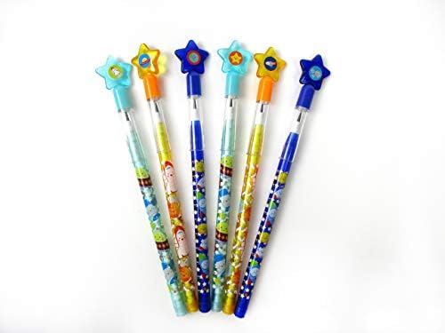 TINYMILLS 24 Pcs Space Rocket Pencil Set with Erasers