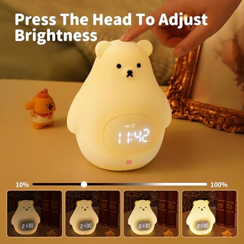 Smart Kids Alarm Clock Lamp with App Control and Green Night Light