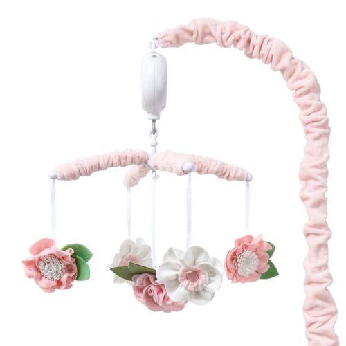Peanutshell Pink Floral Crib Mobile with 12 Lullabies