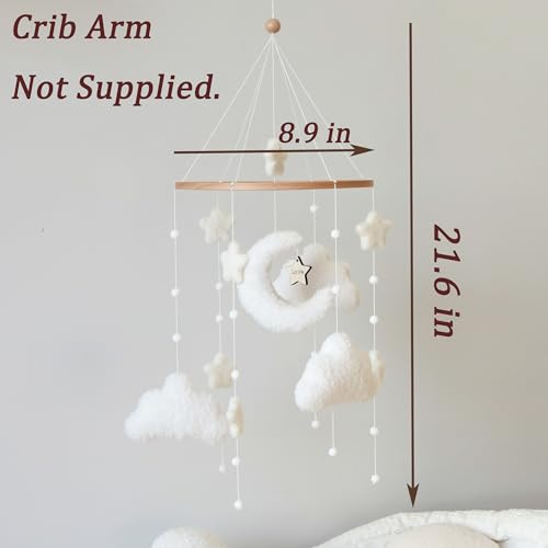 Boho Cloud Moon Crib Mobile for Boys and Girls