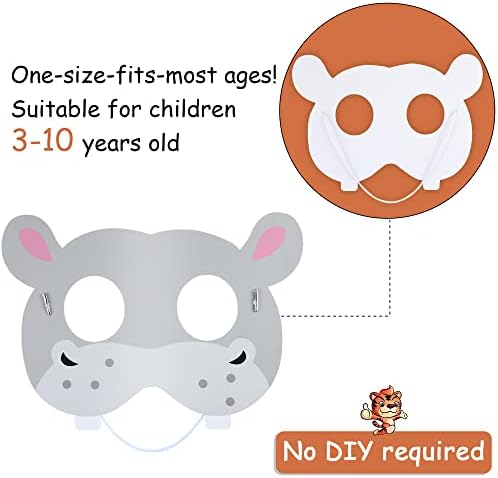 Blulu 16 Pcs Safari Animal Masks for Kids