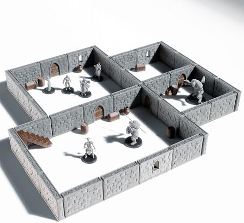 Dungeon Walls Modular DND Terrain Set - 48 Pieces 28mm Scale