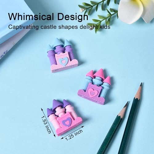 18pcs Castle Shaped Pink Erasers for Kids