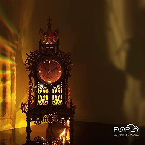 3D Wood Puzzle LED Tower Clock DIY