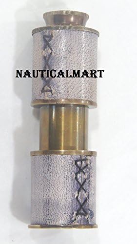 6 Inch Brass Antique Pullout Telescope with Wooden Box