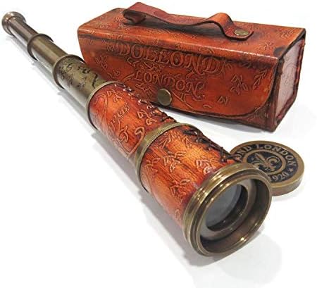 Brass Nautical Telescope Spyglass in Leather Box