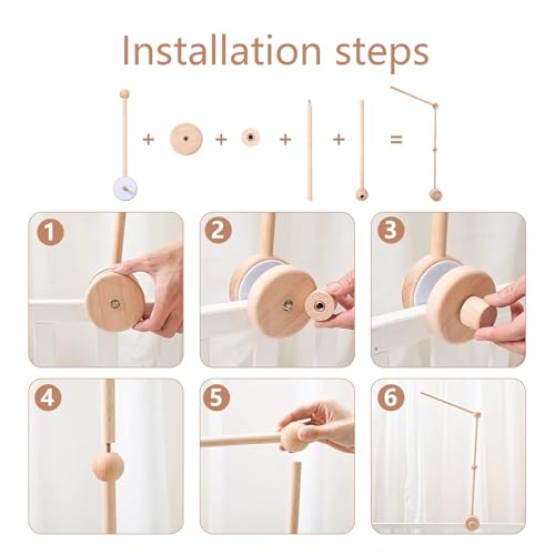 WIOSOUL Baby Crib Mobile Arm Holder with Music Box