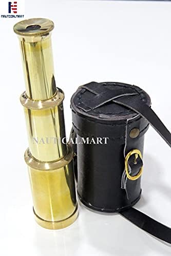 NauticalMart Brass Telescope 6 with Leather Case