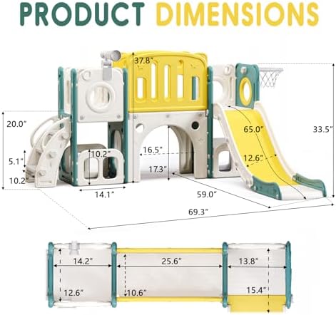 MOCUTEEN 8 in 1 Toddler Slide Playset