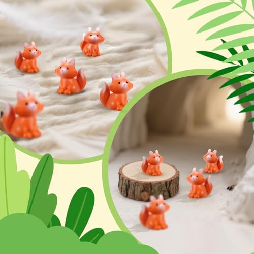 54Pcs Mini Resin Fox Figurines Set Decor Accents