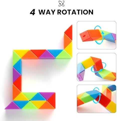 Fidget Snake Cube Rainbow Twist Puzzle Toy for Kids and Adults