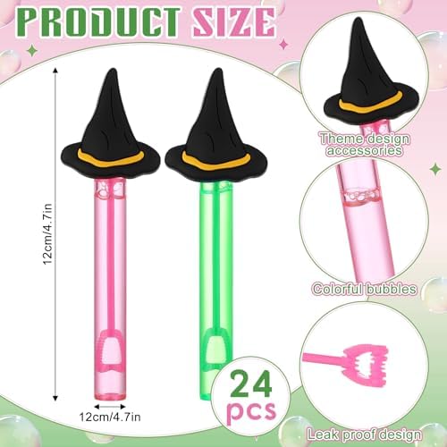 Civaner 24 Pcs Witch Hat Bubble Wand Set