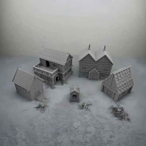 Paintable Tabletop Miniature Medieval Town Building Terrain Set for RPG War Games