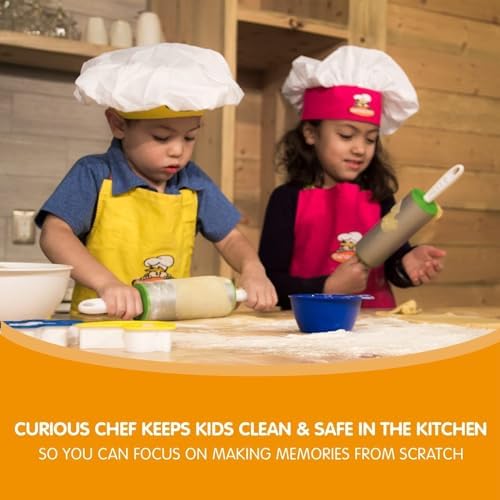 Curious Chef Childrens 11 Piece Pink Green Chef Kit