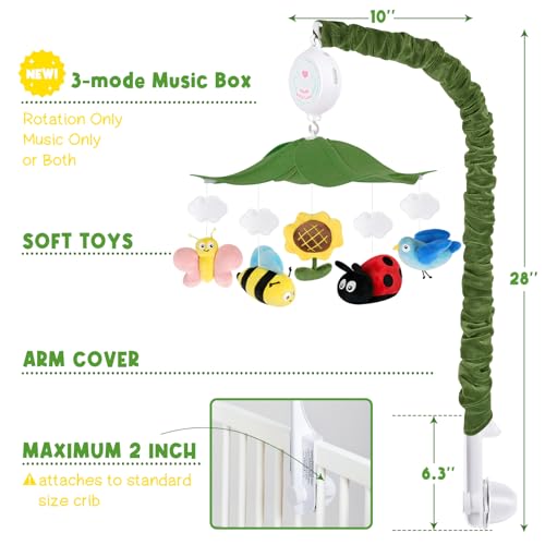 Garden Friends Crib Mobile with 3-Mode Music Box
