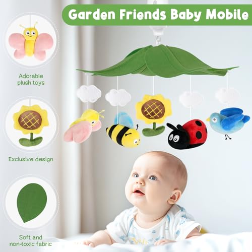 Garden Friends Crib Mobile with 3-Mode Music Box