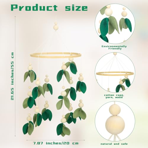 Wenqik Baby Crib Mobile Green Leaf Forest Decor
