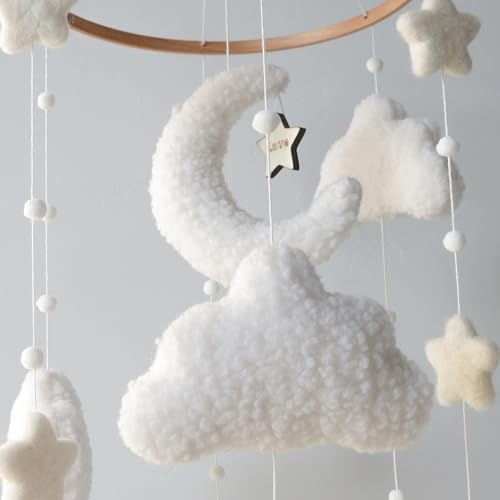 Boho Cloud Moon Crib Mobile for Boys and Girls