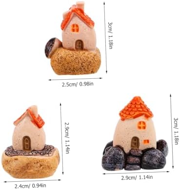 Happyyami 3pcs Resin Miniature Village House Figurines