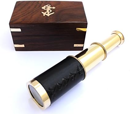 6 Inch Nautical Handheld Pirate Telescope With Anchor On Wooden Box