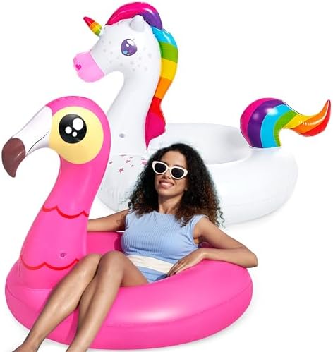 JOYIN 2 Pack Flamingo Unicorn Pool Float