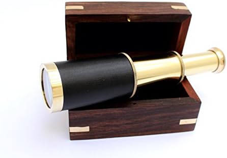 6 Inch Nautical Handheld Pirate Telescope With Anchor On Wooden Box