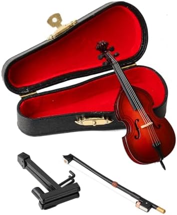 Wooden Mini Double Bass with Stand and Case