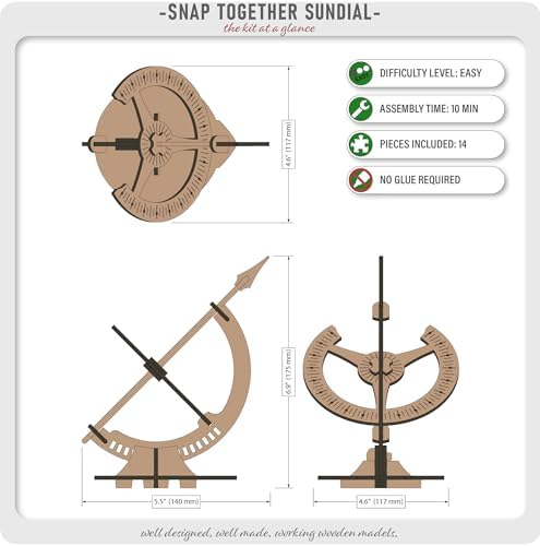 ABONG Wooden Sundial Kit - Equatorial Sundial