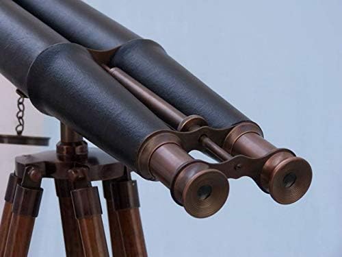 Hampton Nautical 62 Floor Standing Telescope with Leather Binoculars