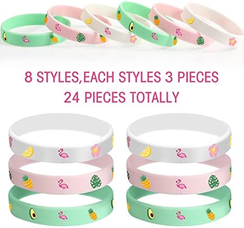 24 Pack Flamingo Wristbands Bracelets for Boys Girls
