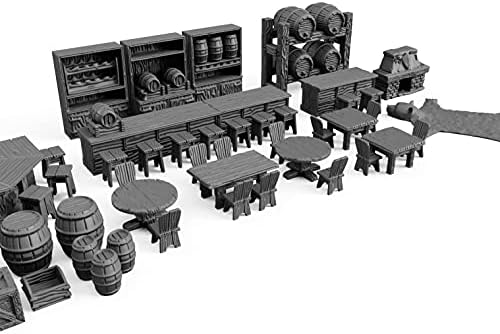 3DEGOS Tavern Bar Furniture Set DND Terrain 28mm