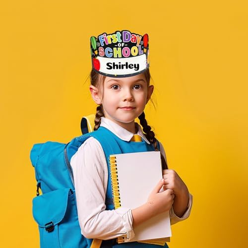 First Day of School Paper Crown Headbands 24pcs Adjustable Kids Party Hats