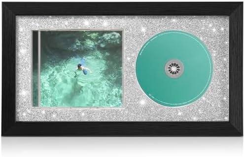 Glitter Shiny Black CD Display Frame with Solid Wood