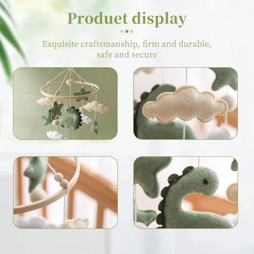 Soft Green Dinosaur Baby Mobile for Crib