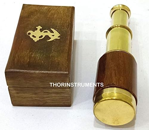 Nautical Pirate Brass Telescope with Wooden Box Gift