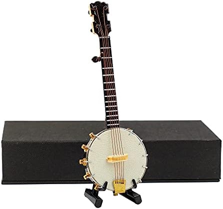 Wooden Miniature Banjo with Stand and Case