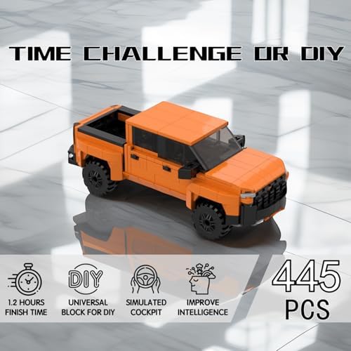 Speed Champions Building Blocks - Classic Orange Pickup Truck Kit 445PCS